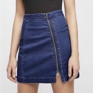 Free People This Way Or That Mini Skirt in True Blue Denim Size 12